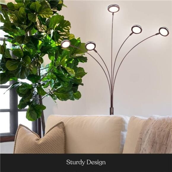 Arc Floor Lamp for Living Room,Tree Floor Lamp with 5 Adjustable Arms,Multi-Head - Picture 3 of 6